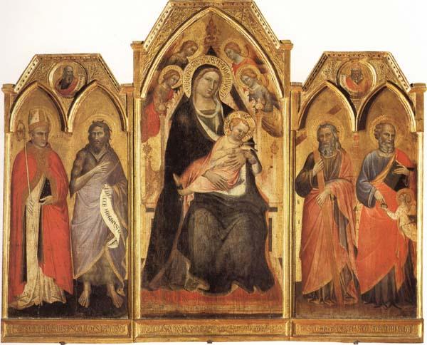 Spinello Aretino Madonna and Child Enthroned with SS.Paulinus,john the Baptist,Andrew,and Matthew Germany oil painting art